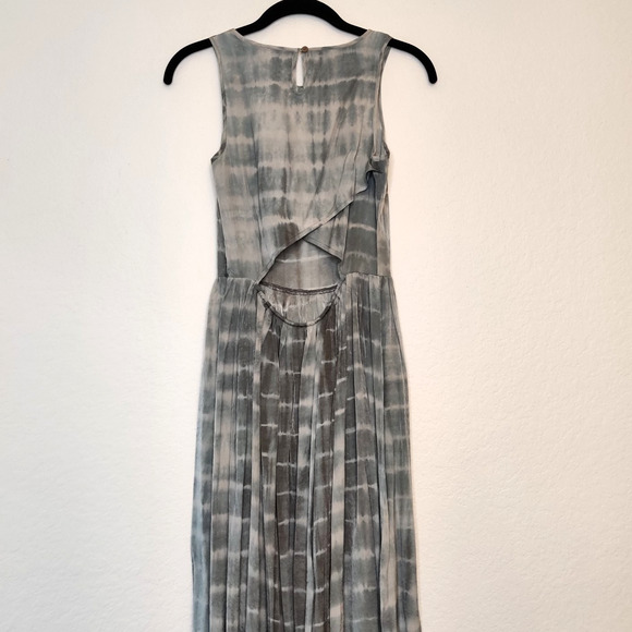 NEUW Maxi Dress Size 6 Gray Shibori Tie Dye Sleeveless Cut Out Pleated Festival - Picture 11 of 16